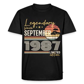 Septembre 1987 Né en Septembre 1987 September 1987 - T-shirt Premium bio Homme - noir - Devant - Nico (187cm)
