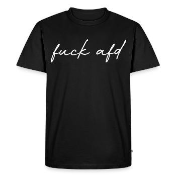 Fuck AFD Sign Critical Typo Statement - T-shirt Premium bio Homme - noir - Devant - Nico (187cm)