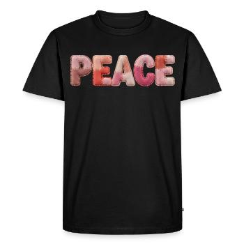 Peace Patchwork Design Shirt for Hippies - Men's Premium Organic T-Shirt - black - Front - Nico (187cm)