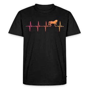 sunset cheval battement de coeur chevaux   - T-shirt Premium bio Homme - noir - Devant - Nico (187cm)