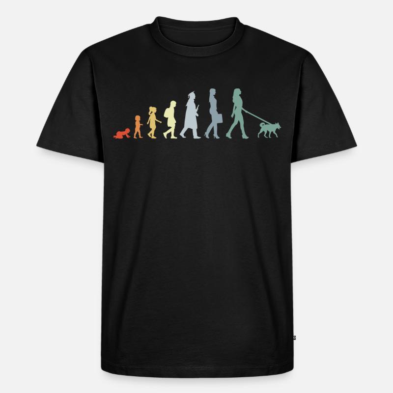 Hundebesitzerin Evolution - Männer Premium Bio T-Shirt - Schwarz