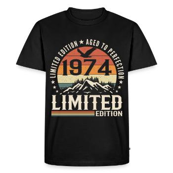 Cadeau Anniversaire 1974 - Vintage 1974 Rétro 1974 - T-shirt Premium bio Homme - noir - Devant - Nico (187cm)