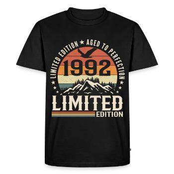 Cadeau Anniversaire 1992 - Vintage 1992 Rétro 1992 - T-shirt Premium bio Homme - noir - Devant - Nico (187cm)