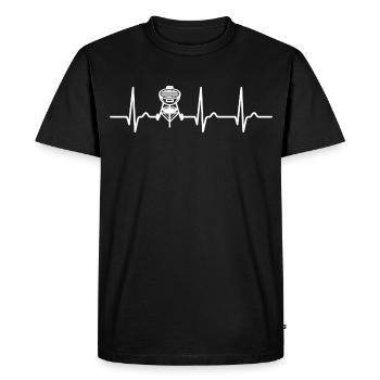Courbe ECG - courbe cardiaque - pouls - grillades - T-shirt Premium bio Homme - noir - Devant - Nico (187cm)