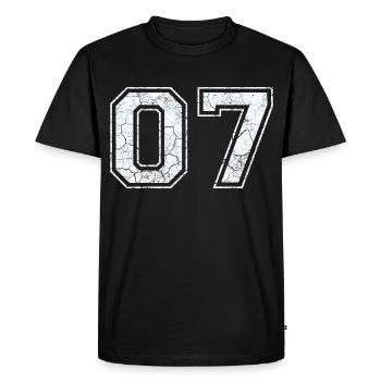 07 in white in the used look - Men's Premium Organic T-Shirt - black - Front - Nico (187cm)
