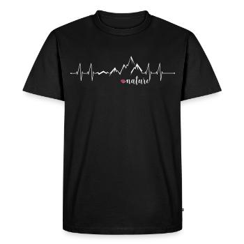 Love Nature Mountains Heart Rate ECG - Conception graphique - T-shirt Premium bio Homme - noir - Devant - Nico (187cm)