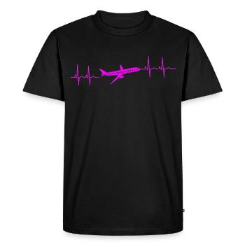 Cardiogramme Heartbeat Holiday Airplane - T-shirt Premium bio Homme - noir - Devant - Nico (187cm)