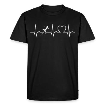Courbe ECG Gecko - Courbe cardiaque - Rythme cardiaque - T-shirt Premium bio Homme - noir - Devant - Nico (187cm)