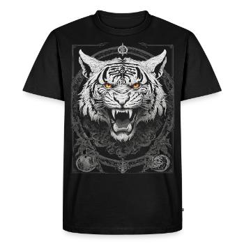 TIGER TRIBAL GOTHIC TATTOO TATTOO NATURE METAL - Men's Premium Organic T-Shirt - black - Front - Nico (187cm)