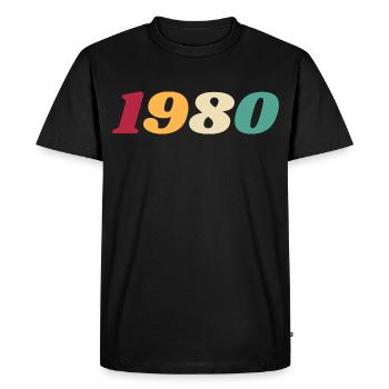 1980 Cadeau 1980 Anniversaire 1980 Rétro 1980  - T-shirt Premium bio Homme - noir - Devant - Nico (187cm)