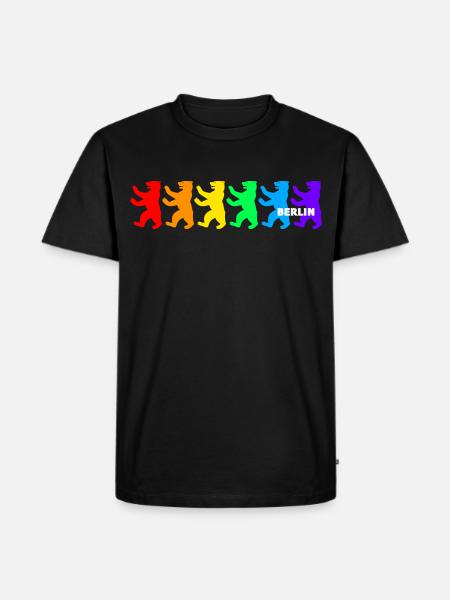 Berliner Bären / Regenbogenfarben - Männer Premium Bio T-Shirt - Schwarz