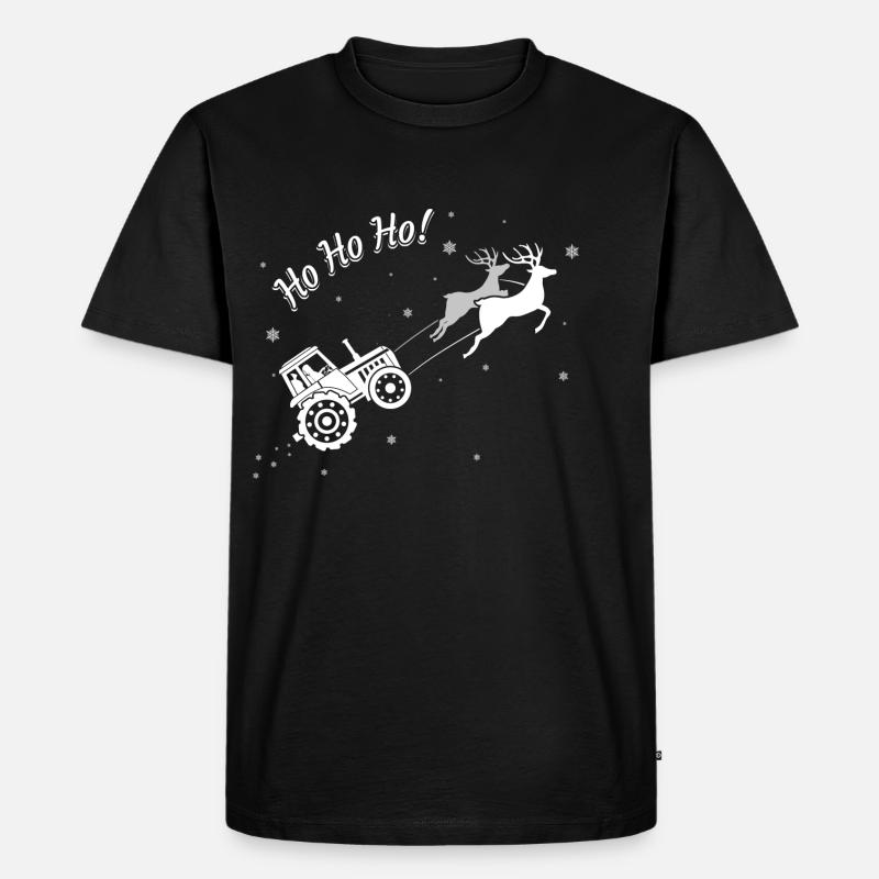 Traktor Weihnachten - Männer Premium Bio T-Shirt - Schwarz