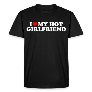 I Love My Hot Girlfriend, Gift for Girlfriend - Men's Premium Organic T-Shirt - black - Front - Nico (187cm)