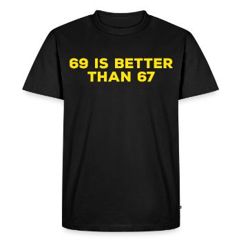 69 c’est mieux que 67 - Dictons drôles pour adultes - T-shirt Premium bio Homme - noir - Devant - Nico (187cm)