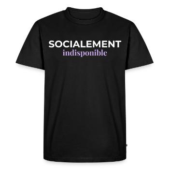 Socialement Indisponible — Introverti - T-shirt Premium bio Homme - noir - Devant - Nico (187cm)