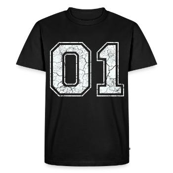 01 in white in the used look - Men's Premium Organic T-Shirt - black - Front - Nico (187cm)