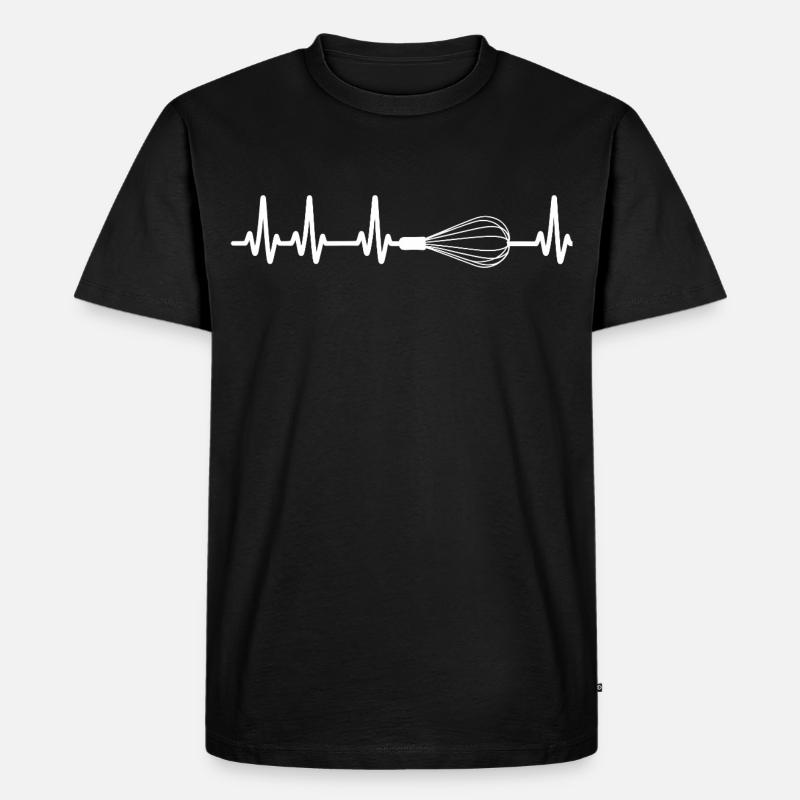 Herzschlag Schneebesen - Männer Premium Bio T-Shirt - Schwarz
