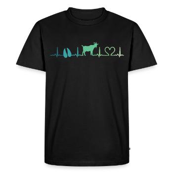 Chèvre battement de coeur cadeau chèvres  - T-shirt Premium bio Homme - noir - Devant - Nico (187cm)
