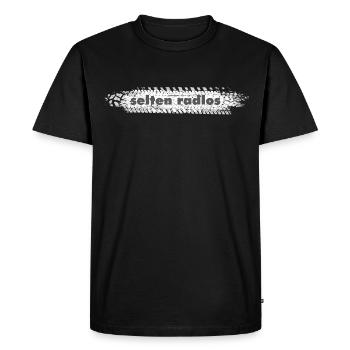 selten radlos reifenabdruck spruch radfahren - Männer Premium Bio T-Shirt - Schwarz - Vorne - Nico (187cm)