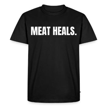 LA VIANDE GUÉRIT | Mode de vie carnivore basé sur les animaux - T-shirt Premium bio Homme - noir - Devant - Nico (187cm)