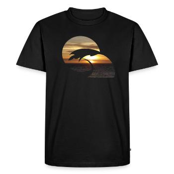 Coucher de soleil surf - T-shirt Premium bio Homme - noir - Devant - Nico (187cm)