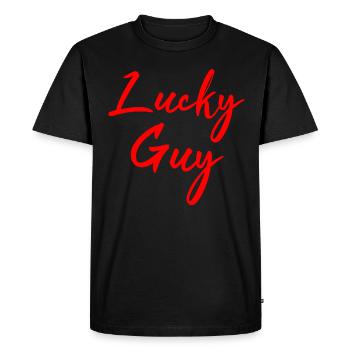 Un mec chanceux - T-shirt Premium bio Homme - noir - Devant - Nico (187cm)
