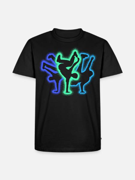Breakdance Silhouetten Jongens Mannen Breakdancers - Mannen Premium Bio T-shirt - zwart