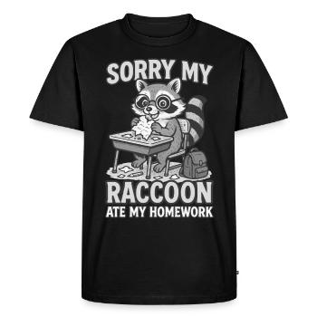 Raton laveur Devoirs drôle - T-shirt Premium bio Homme - noir - Devant - Nico (187cm)