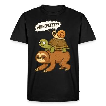Paresseuse, Tortue, Escargot, Drôles D’animaux - T-shirt Premium bio Homme - noir - Devant - Nico (187cm)