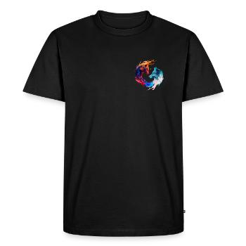 Harmonie des loups / Loups Ying et Yang multicolores - T-shirt Premium bio Homme - noir - Devant - Nico (187cm)