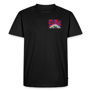 Tibet flag - grunge brush - Men's Premium Organic T-Shirt - black - Front - Nico (187cm)