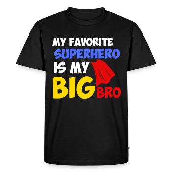 Mon super-héros préféré est mon grand frère - T-shirt Premium bio Homme - noir - Devant - Nico (187cm)