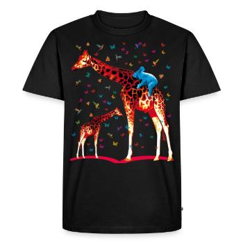 02 girafe, koala, colibris, les papillons - T-shirt Premium bio Homme - noir - Devant - Nico (187cm)