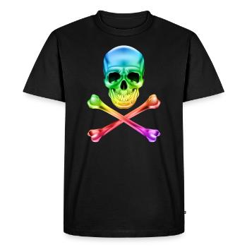 Crâne et os colorés - T-shirt Premium bio Homme - noir - Devant - Nico (187cm)
