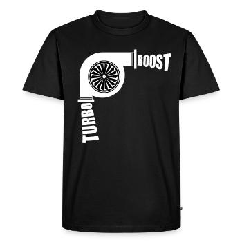 Turbo Boost, Visseuse de voiture, Chemise : Turbocompresseur fun - T-shirt Premium bio Homme - noir - Devant - Nico (187cm)