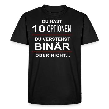 Blague binaire 4 programmeurs informaticiens - T-shirt Premium bio Homme - noir - Devant - Nico (187cm)