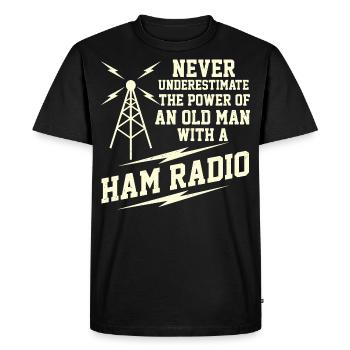 Funny Ham Radio Shirt - Radio Operator Gift - Men's Premium Organic T-Shirt - black - Front - Nico (187cm)