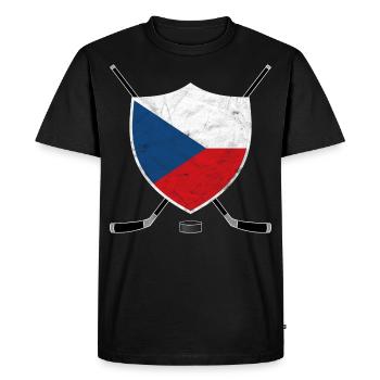 Czech Republic Ice Hockey Czechia Flag Sport Gift - Men's Premium Organic T-Shirt - black - Front - Nico (187cm)