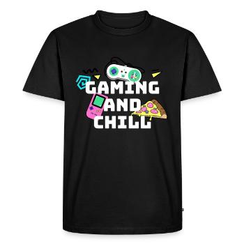 gaming and chill - Men's Premium Organic T-Shirt - black - Front - Nico (187cm)