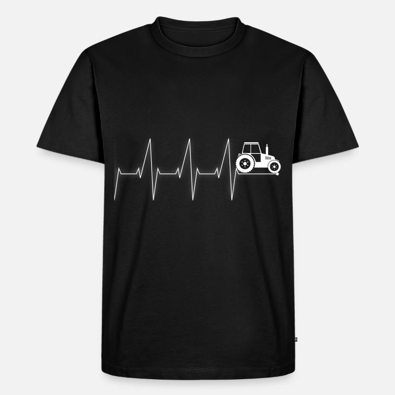 Traktor Herzschlag - Männer Premium Bio T-Shirt - Schwarz