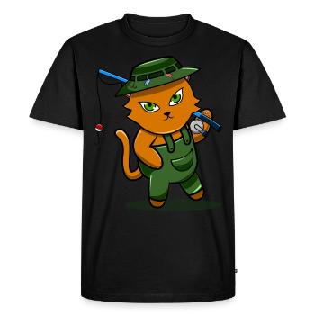 Pêcheur pêcheur pêcheur de chat - T-shirt Premium bio Homme - noir - Devant - Nico (187cm)