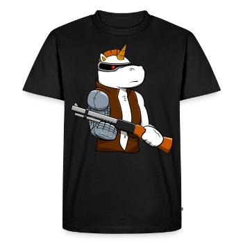 Cadeau de mécanicien cyborg Licorne - T-shirt Premium bio Homme - noir - Devant - Nico (187cm)