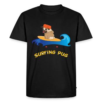 Surfing Pug Surfing Pug pug on surfboard - Men's Premium Organic T-Shirt - black - Front - Nico (187cm)