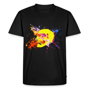 Skull splash neon colors - Men's Premium Organic T-Shirt - black - Front - Nico (187cm)