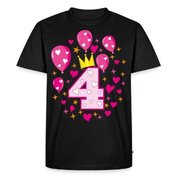 04 4 anniversaire filles ballons de couronne étoiles - T-shirt Premium bio Homme - noir - Devant - Nico (187cm)