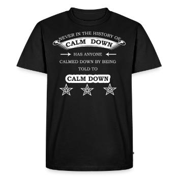 Calmer l'histoire - T-shirt Premium bio Homme - noir - Devant - Nico (187cm)