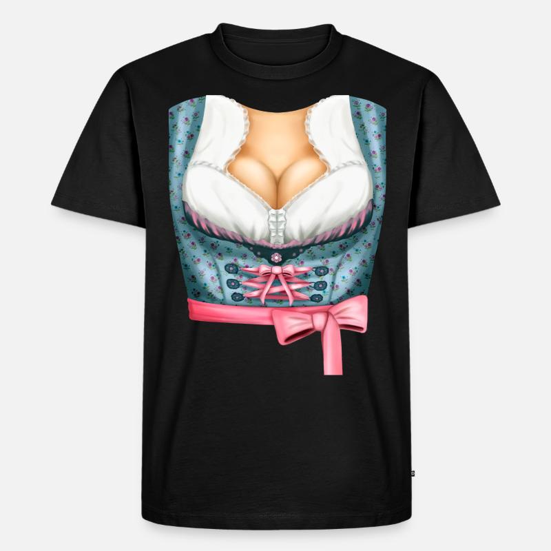 Dirndl Dekolletee - Männer Premium Bio T-Shirt - Schwarz