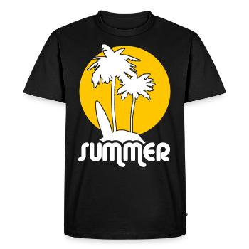 Été, soleil, soleil - T-shirt Premium bio Homme - noir - Devant - Nico (187cm)