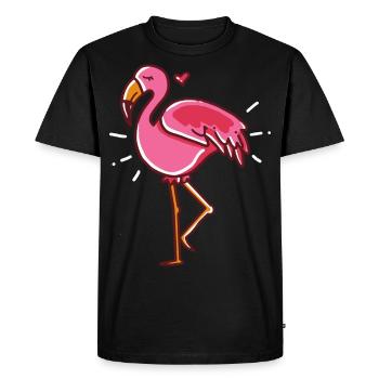 Flamingo cadeau rose coeur - T-shirt Premium bio Homme - noir - Devant - Nico (187cm)