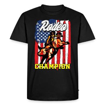 Rodéo CHAMPION USA - T-shirt Premium bio Homme - noir - Devant - Nico (187cm)